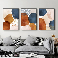 Wall Art 50cmx70cm Navy Pink Beige 3 Sets Black Frame Canvas thumbnail