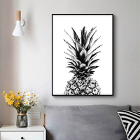 Wall Art 40cmx60cm Pineapple Black Frame Canvas thumbnail