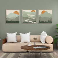 Wall Art 60cmx60cm Sage Green Landscapes 3 Sets Wood Frame Canvas thumbnail