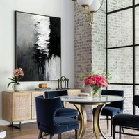 Wall Art 50cmx70cm Abstract Black White Artwork Black Frame Canvas thumbnail