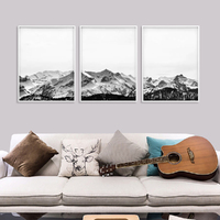 Wall Art 40cmx60cm Black White Mountain 3 Sets White Frame Canvas thumbnail