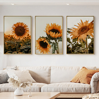 Wall Art 80cmx120cm Sunflower 3 Sets Gold Frame Canvas thumbnail