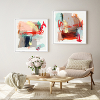 Wall Art 50cmx50cm Abstract Colourful Garden 2 Sets White Frame Canvas thumbnail