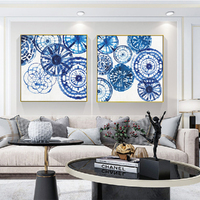 Wall Art 100cmx100cm Blue Day 2 Sets Gold Frame Canvas thumbnail