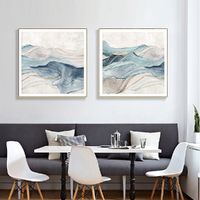 Wall Art 50cmx50cm Blue Mountain 2 Sets Gold Frame Canvas thumbnail