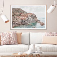 Wall Art 90cmx135cm Italy Cinque Terre Wood Frame Canvas thumbnail