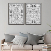 Wall Art 50cmx70cm Black White Pattern 2 Sets Black Frame Canvas thumbnail