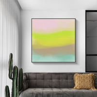 Wall Art 90cmx90cm Colorful Watercolor Black Frame Canvas thumbnail