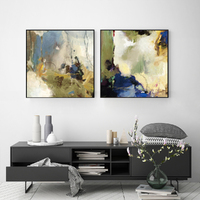 Wall Art 40cmx40cm Abstract Blue 2 Sets Black Frame Canvas thumbnail