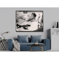 Wall Art 100cmx150cm Brigitte Bardot In the bath poster, Black Frame Canvas thumbnail