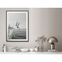Wall Art 40cmx60cm Black and White Ocean Jump, Black Frame Canvas thumbnail