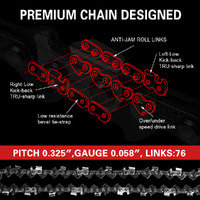 X-BULL 20'' Chainsaw Bar and Chain 0 .325 Pitch Gauge 76 Link Universal thumbnail