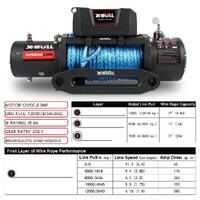 X-BULL 12V Electric Winch 12000LBS synthetic rope 4wd Jeep with Tire Deflator thumbnail