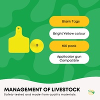 100x Cattle Ear Tags 5x4cm Set - Small Yellow Blank Sheep Pig Livestock Label thumbnail