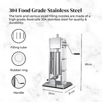 5L Manual Vertical Sausage Filler - Stainless Stuffer Meat Press Machine thumbnail