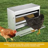10kg Automatic Chook Chicken Feeder Poultry Auto Treadle Galvanised Metal Coop thumbnail