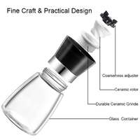 12x 150ml Glass Salt or Pepper Grinder 12cm - Adjustable Ceramic Core Short Mill thumbnail