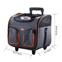 Pet Trolley Dog Cat Puppy Travel Wheeled Cart Portable Foldable Carrier Orange thumbnail