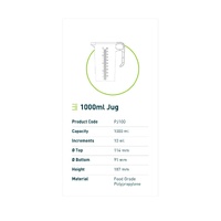 1L Measuring Jug Heavy Duty Clear Plastic Propylene Food Grade BPA 5 Pro-Jug thumbnail