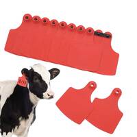 100x Cattle Ear Tags Set - 7.5x10cm XL Red Blank Pig Cow Sheep Livestock Label thumbnail
