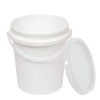 10x 1.2L Plastic Buckets + Lids - Food Grade Empty White Tub With Handle thumbnail