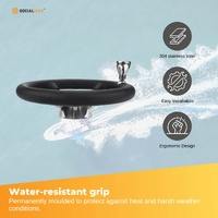 13.5" Boat Steering Wheel With Grip Cover - Stainless Steel 3/4" 5 Spoke With Knob thumbnail