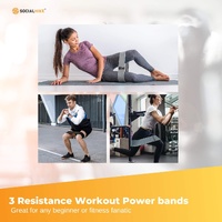 3x Resistance Exercise Hip Bands Set - Stretch Glute Booty Workout Power Loops thumbnail