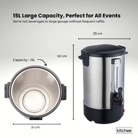 Kitchee 15L Electric Water Boiler - Stainless Steel Commercial Hot Liquid Urn thumbnail