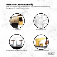 1.2L Whisky or Wine Decanter Glass Pistol Set - 2 Shot Glasses + Wooden Stand thumbnail