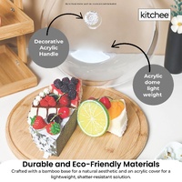 Kitchee 30cm Bamboo Cake Stand + Dome Acrylic Cover - Dessert Display Plate thumbnail