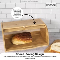 Kitchee 40cm Bamboo Bread Box - Storage Bin Keeper Kitchen Counter Container thumbnail