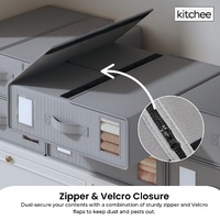 1x Kitchee Foldable Bed Sheet Storage Box – Linen & Closet Organiser Grey thumbnail