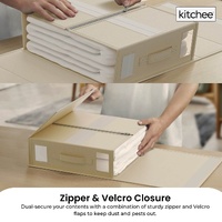 1x Kitchee Foldable Bed Sheet Storage Box – Linen & Closet Organiser Beige thumbnail