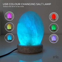 USB Colour Changing Egg Shape Himalayan Pink Salt Lamp Color Change LED Light thumbnail
