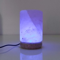 USB Colour Changing Salt Himalayan Lamp - Cylinder Shape Pink Rock LED Light thumbnail