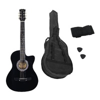 Karrera 38in Cutaway Acoustic Guitar with guitar bag - Black thumbnail