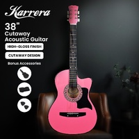 Karrera 38in Cutaway Acoustic Guitar with guitar bag - Pink thumbnail