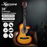 Karrera 38in Pro Cutaway Acoustic Guitar with Bag Strings - Sun Burst thumbnail