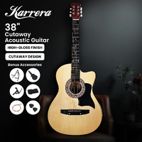 Karrera 38in Pro Cutaway Acoustic Guitar with guitar bag - Natural thumbnail