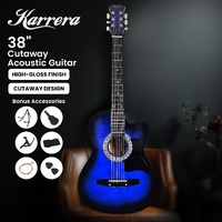 Karrera 38in Pro Cutaway Acoustic Guitar with Bag Strings - Blue Burst thumbnail