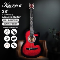 Karrera 38in Pro Cutaway Acoustic Guitar with guitar bag - Red Burst thumbnail