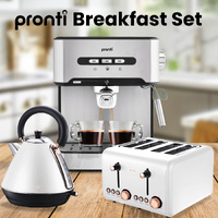 Pronti Toaster, Kettle & Coffee Machine Breakfast Set - White thumbnail