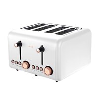 Pronti Rose Trim Collection Toaster & Kettle Bundle - White thumbnail