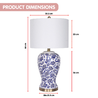 Sarantino Table Lamp Ceramic Floral Base Cotton Drum Shade thumbnail