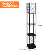 Sarantino Metal Etagere Floor Lamp with Wine Holder Shelf thumbnail