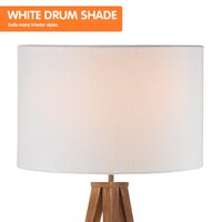 Sarantino Metal Tripod Floor Spot Lamp Shade Drum in Wooden Finish thumbnail