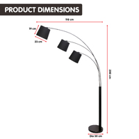 Sarantino 3-Light Arc Floor Lamp Adjustable Black 3 Shades thumbnail