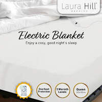 Laura Hill Electric Blanket Queen Size Fitted Underlay Winter Throw - White thumbnail