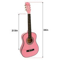 Karrera 34in Acoustic Wooden Childrens Guitar - Pink thumbnail