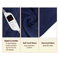 Laura Hill Heated Electric Blanket Coral Warm Fleece Winter Blue thumbnail